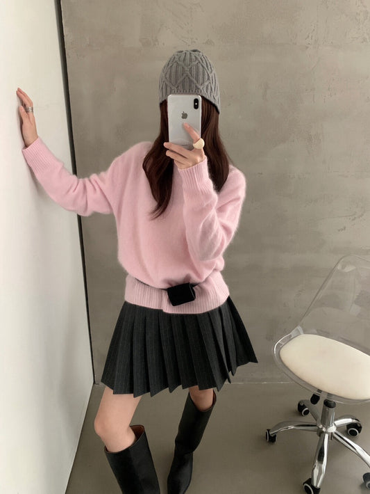 // 95%wool+5%cashmere拉絨工藝小高領針織NT