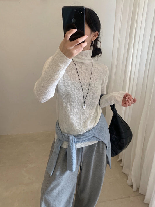 // 6%羊毛肌理感堆堆領上衣