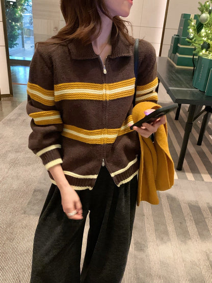 // 復古感撞色織紋間拉鍊CD