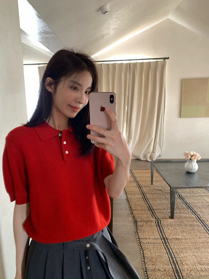 🧈 超美肌理感polo短袖針織