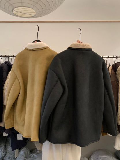 // 特別翻領設計皮毛一體中長外套