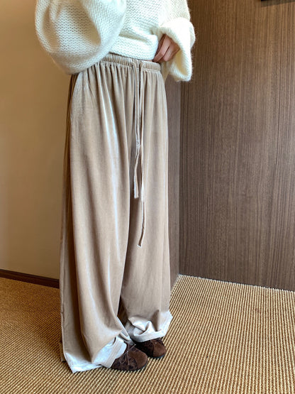 // 氣質絲絨休閒全長褲