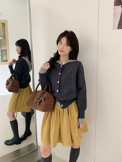 // 超美配色假兩件連帽外套NT