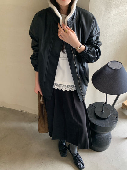 // 甜酷風毛毛領夾棉皮外套