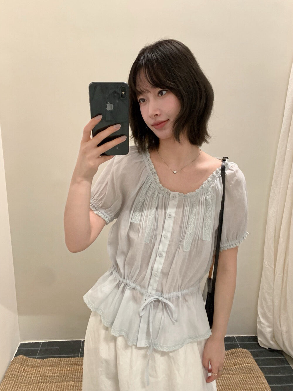 // 棉麻lace邊可束腰精緻BL