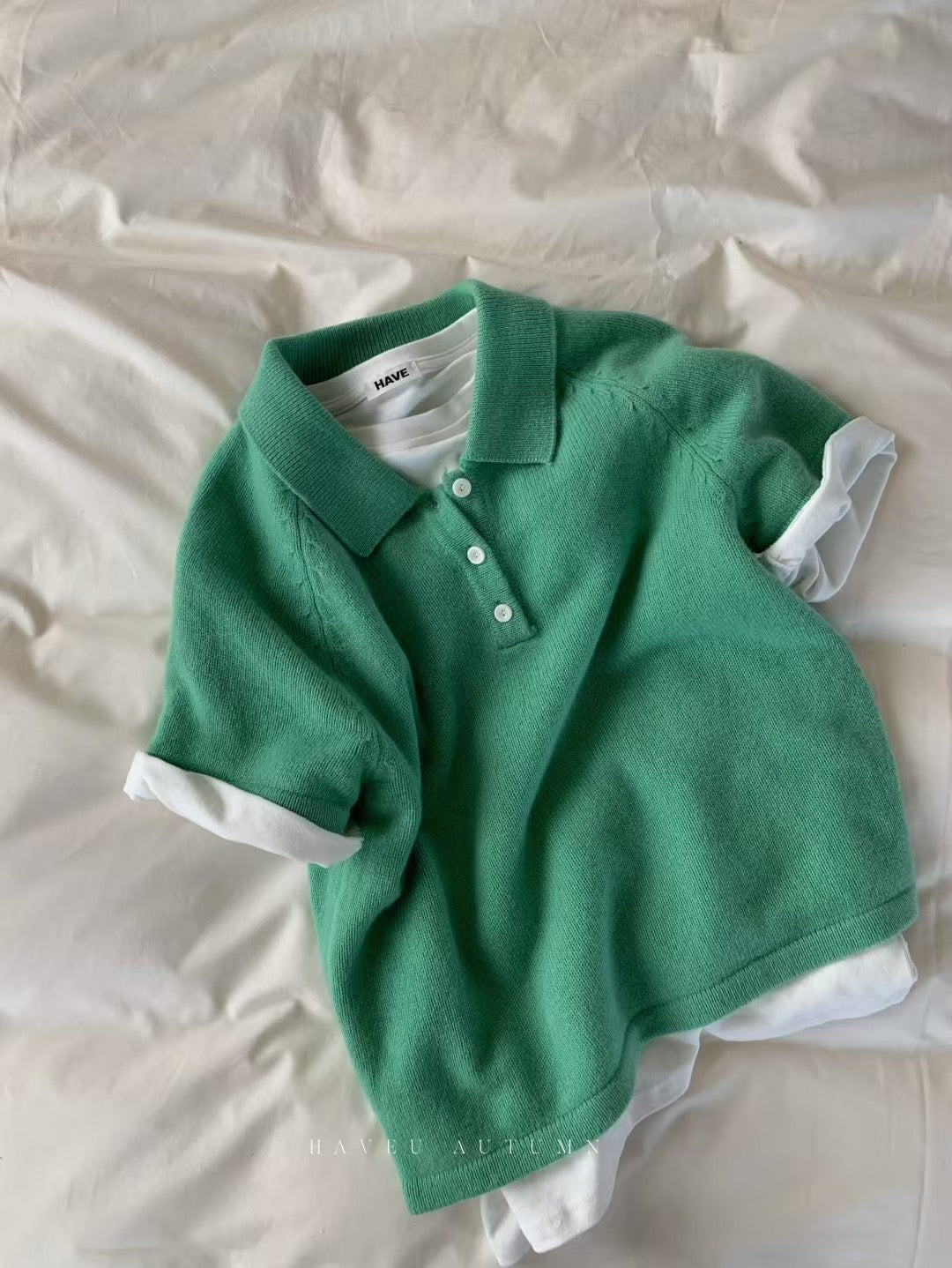 // 秋季薄羊毛翻領polo NT