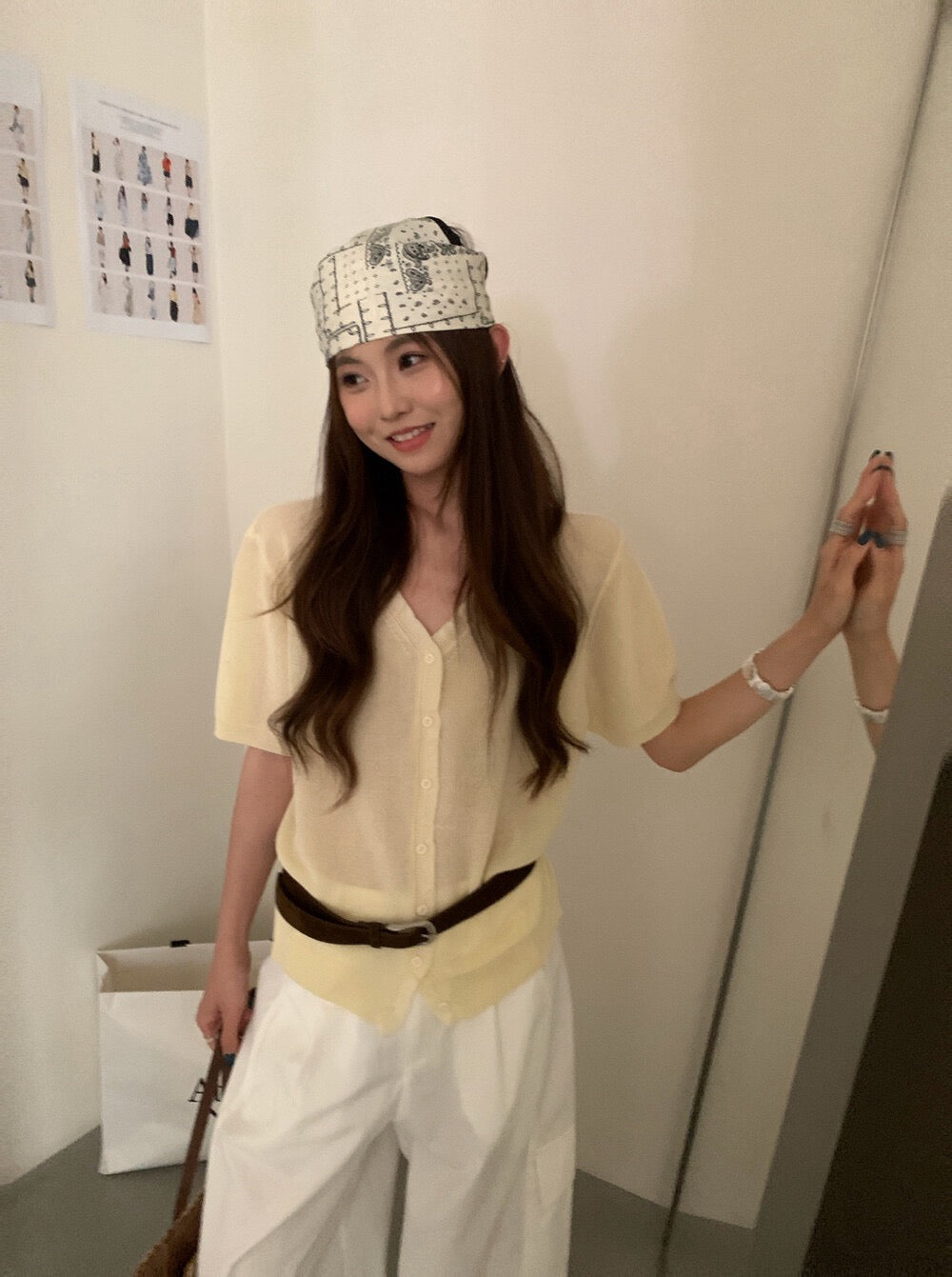 // 溫柔花邊lyocell麻短袖針織CD