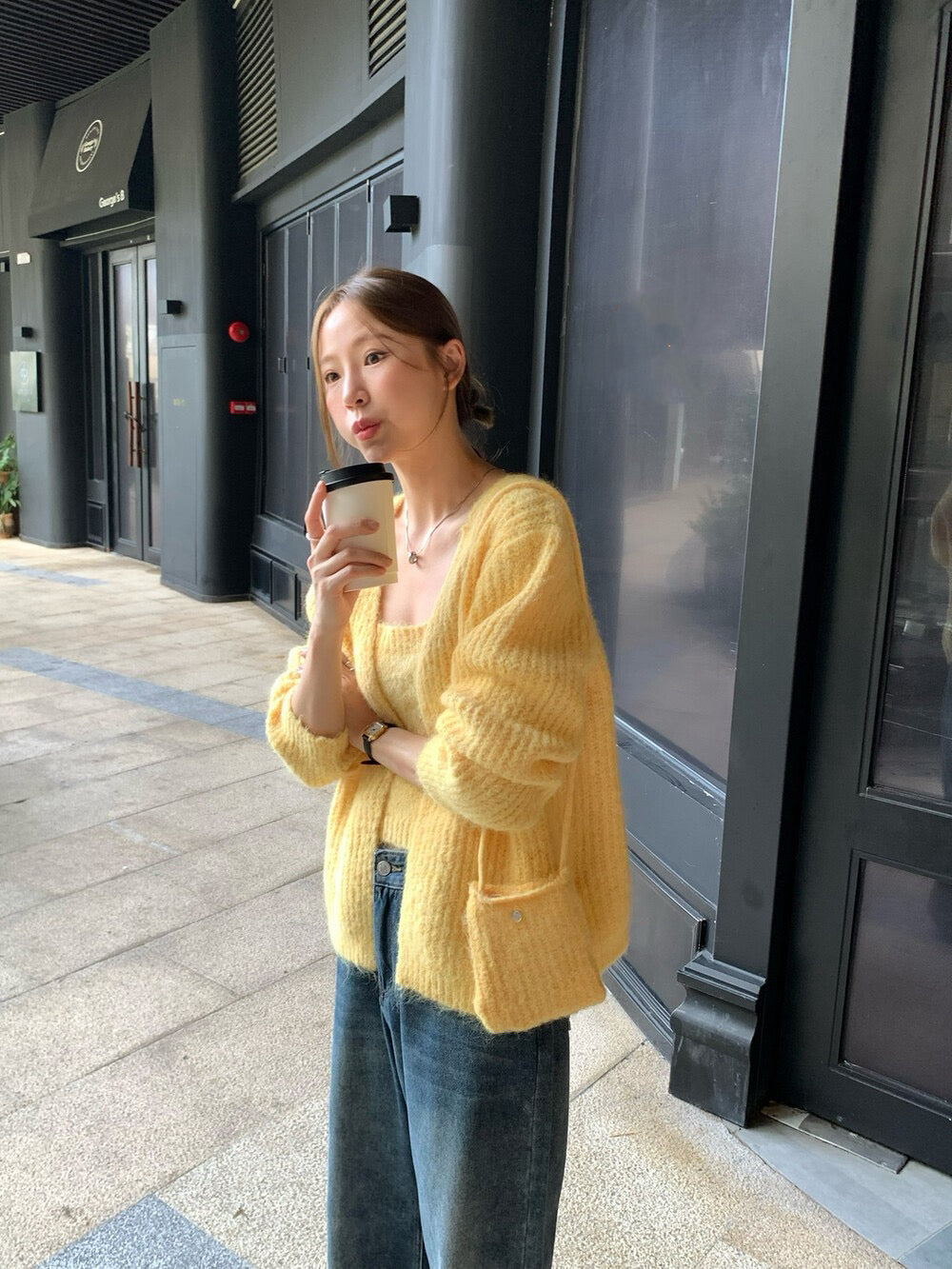 // 超soft羊毛混紡吊帶+外套+袋仔三件套