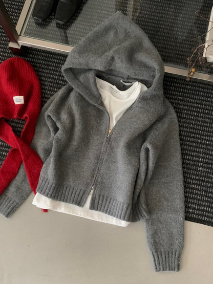 // 鬆弛氛圍感慵懶連帽雙拉鍊冷外套