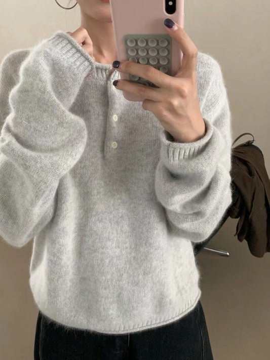 // 三粒鈕卷邊raccoon+wool NT