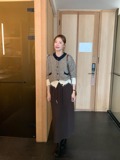 (部分現貨) // 溫柔毛絨感撞色衣擺間條CD