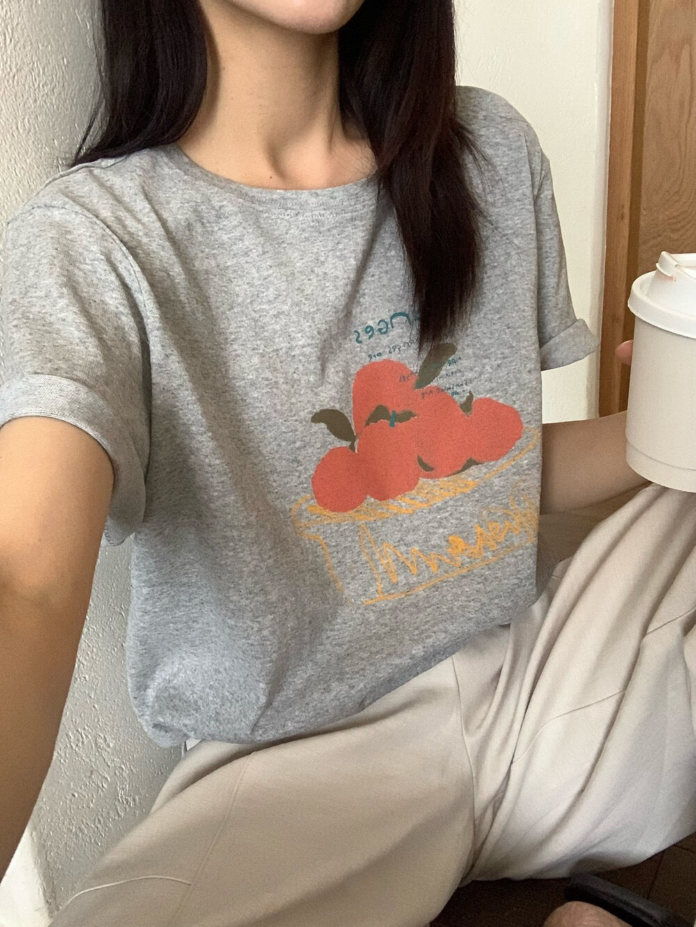 🍅 水果印花圖案棉質TEE￼