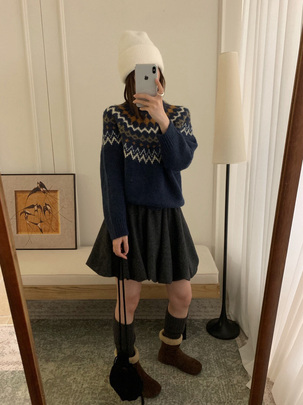 // 20%羊毛聖誕必備花紋圓領毛衣