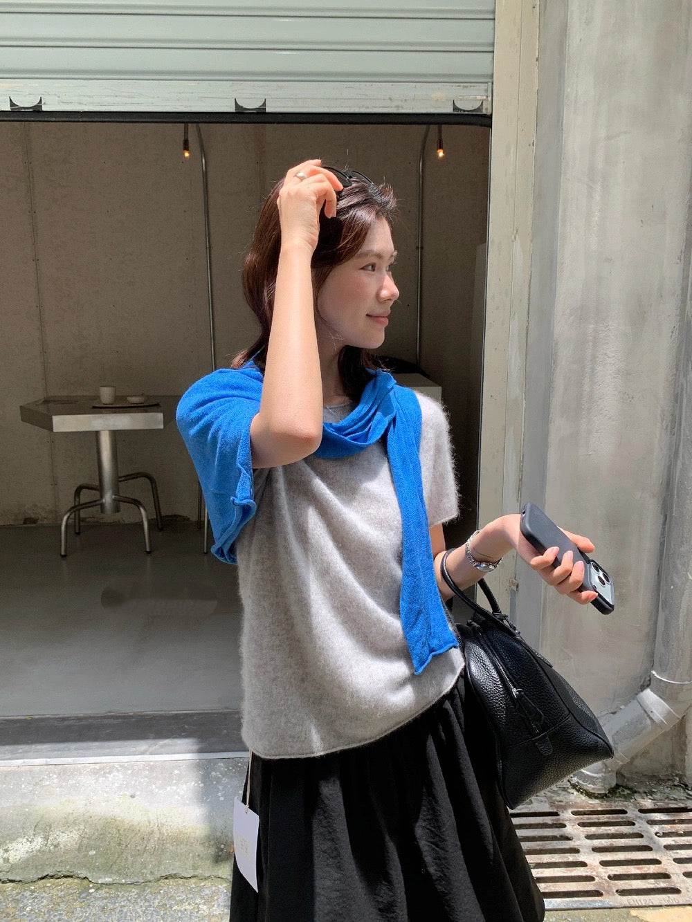 B50 / 必入！顏色極美薄款羊毛拉絨短袖針織上衣(95%wool+5%cashmere)