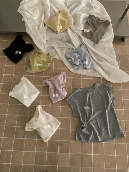 // 遮肩小飛袖lyocell棉TEE