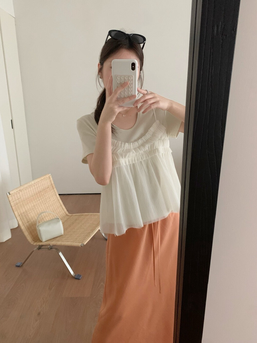 // 精緻壓褶邊lace小吊帶
