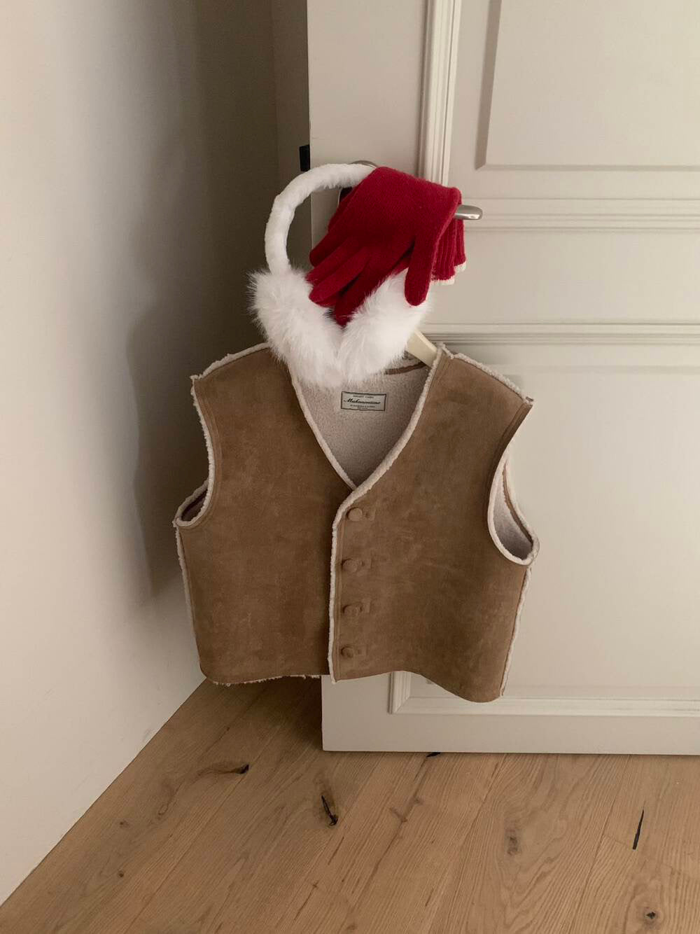 // 可前後雙面穿皮毛一體背心馬甲