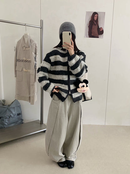 // 慵懶連帽肌理感拉鍊CD