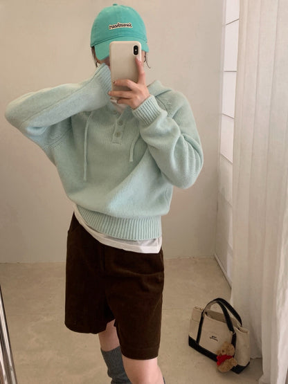 // 100%wool半鈕扣連帽NT