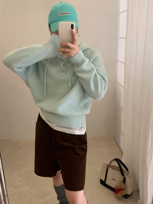 // 100%wool半鈕扣連帽NT