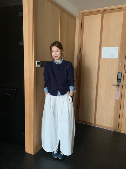 // 大熱拼接格紋恤衫假兩件上衣