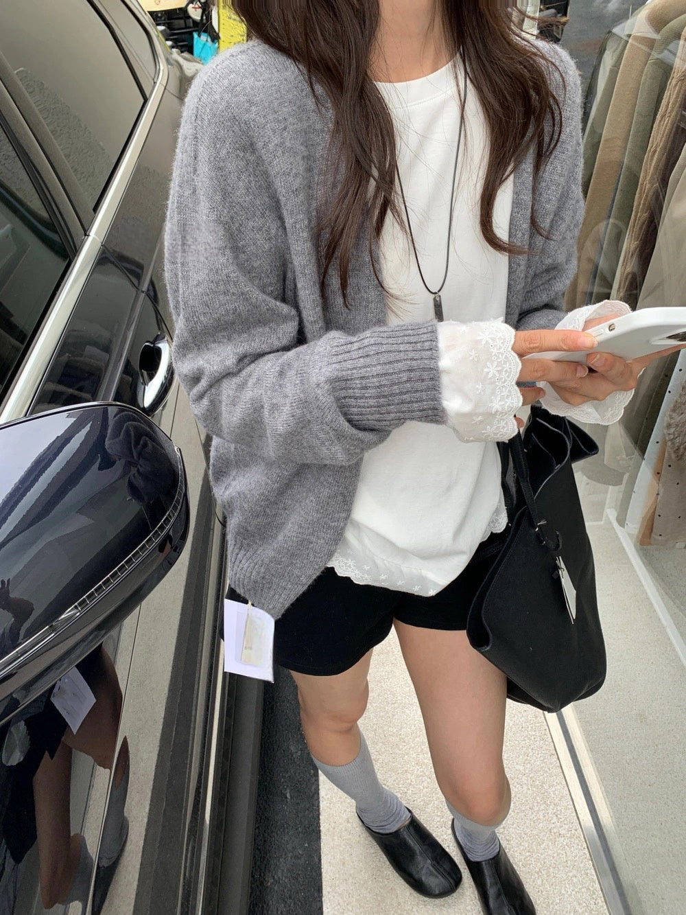 B219 / 拼接lace邊款百搭素TEE