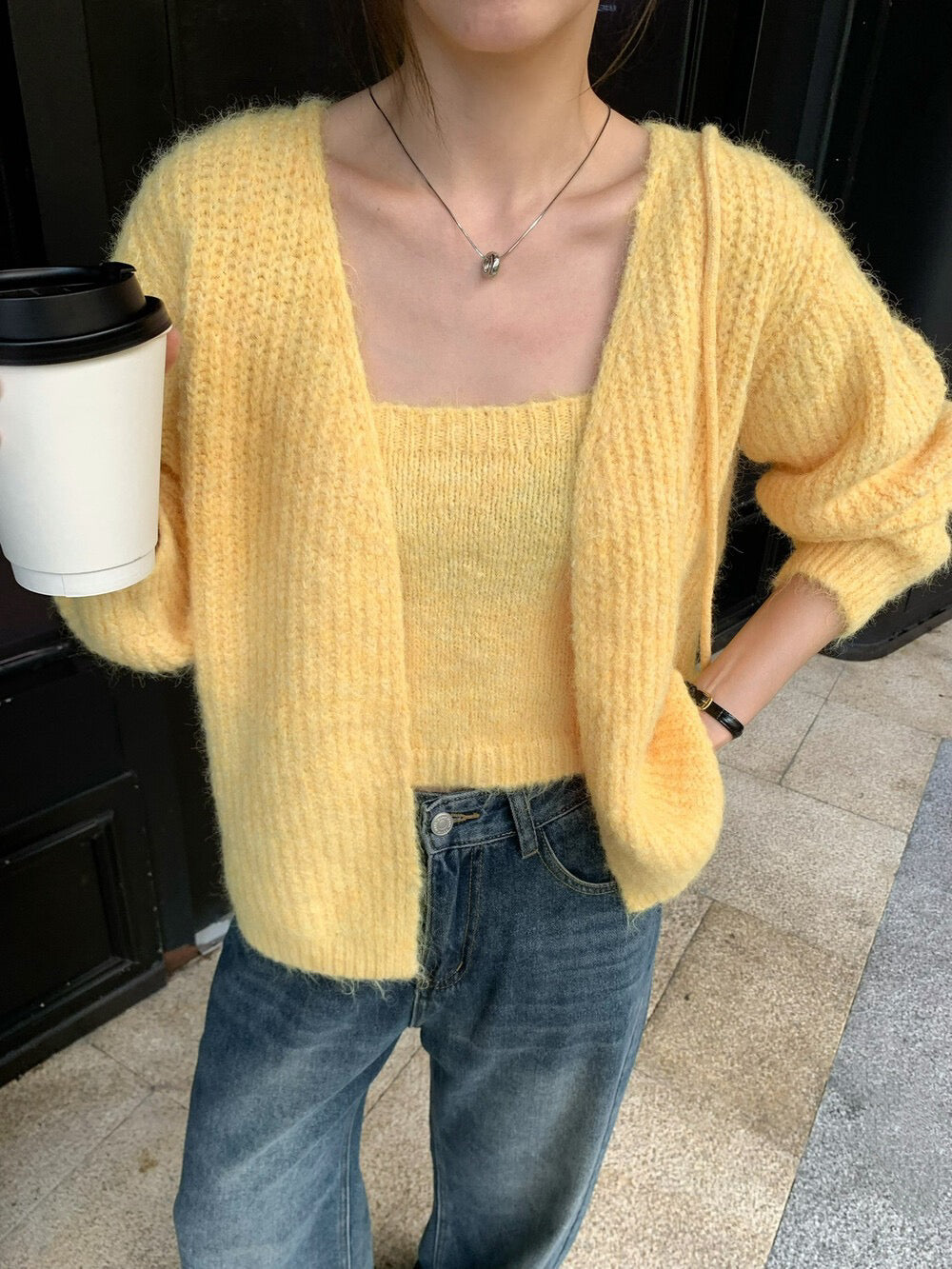 // 超soft羊毛混紡吊帶+外套+袋仔三件套