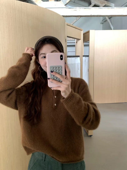 // 三粒鈕卷邊raccoon+wool NT