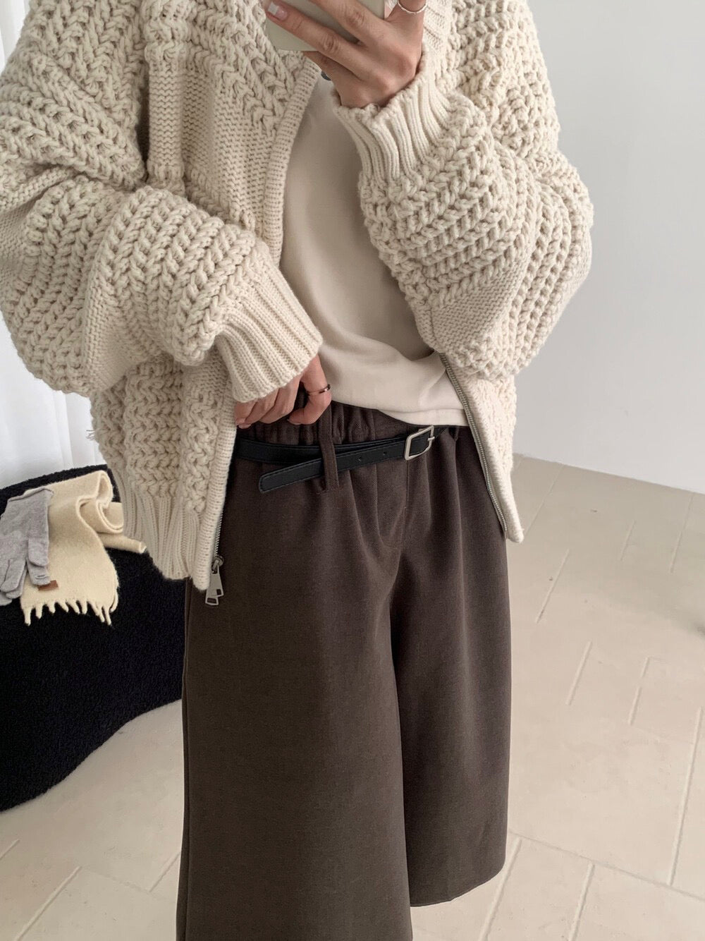 // 重工粗針織肌理感拉鍊CD