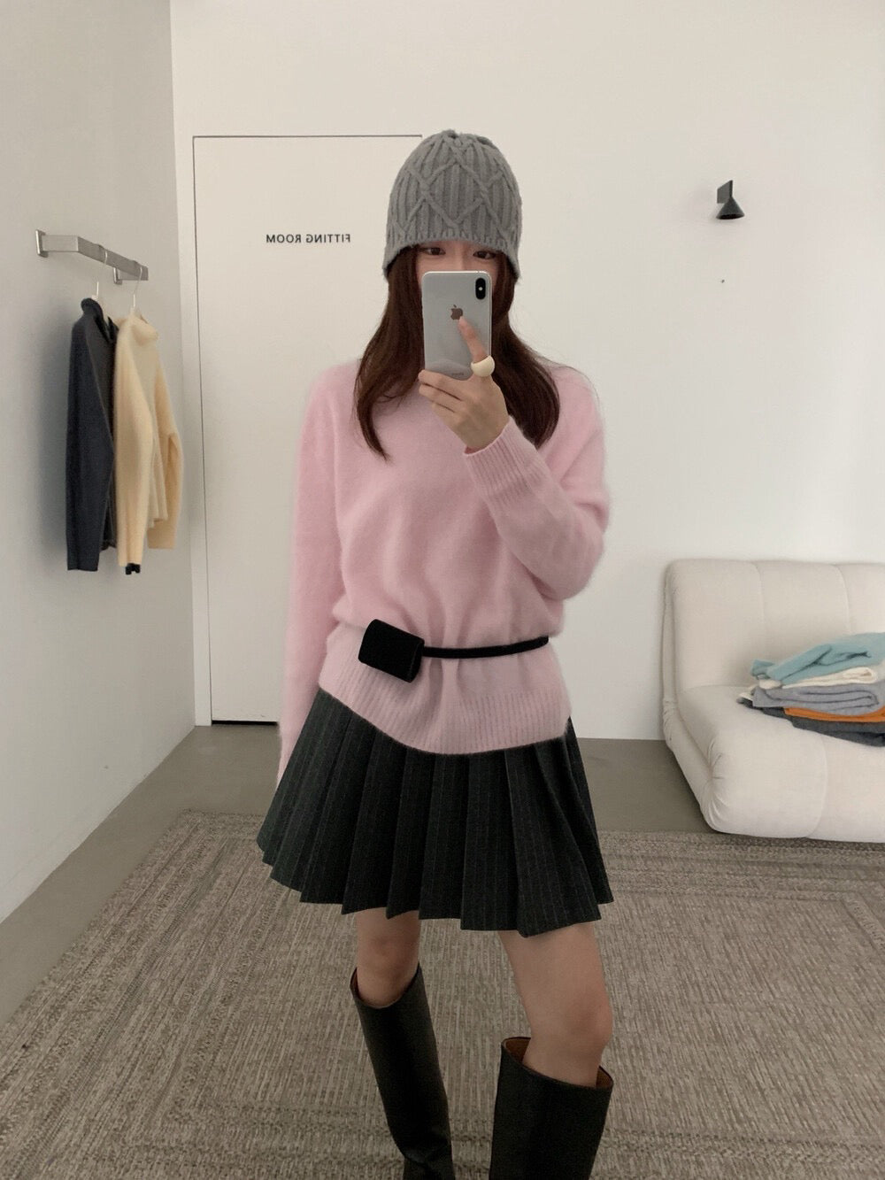 // 95%wool+5%cashmere拉絨工藝小高領針織NT