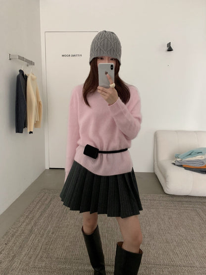 // 95%wool+5%cashmere拉絨工藝小高領針織NT