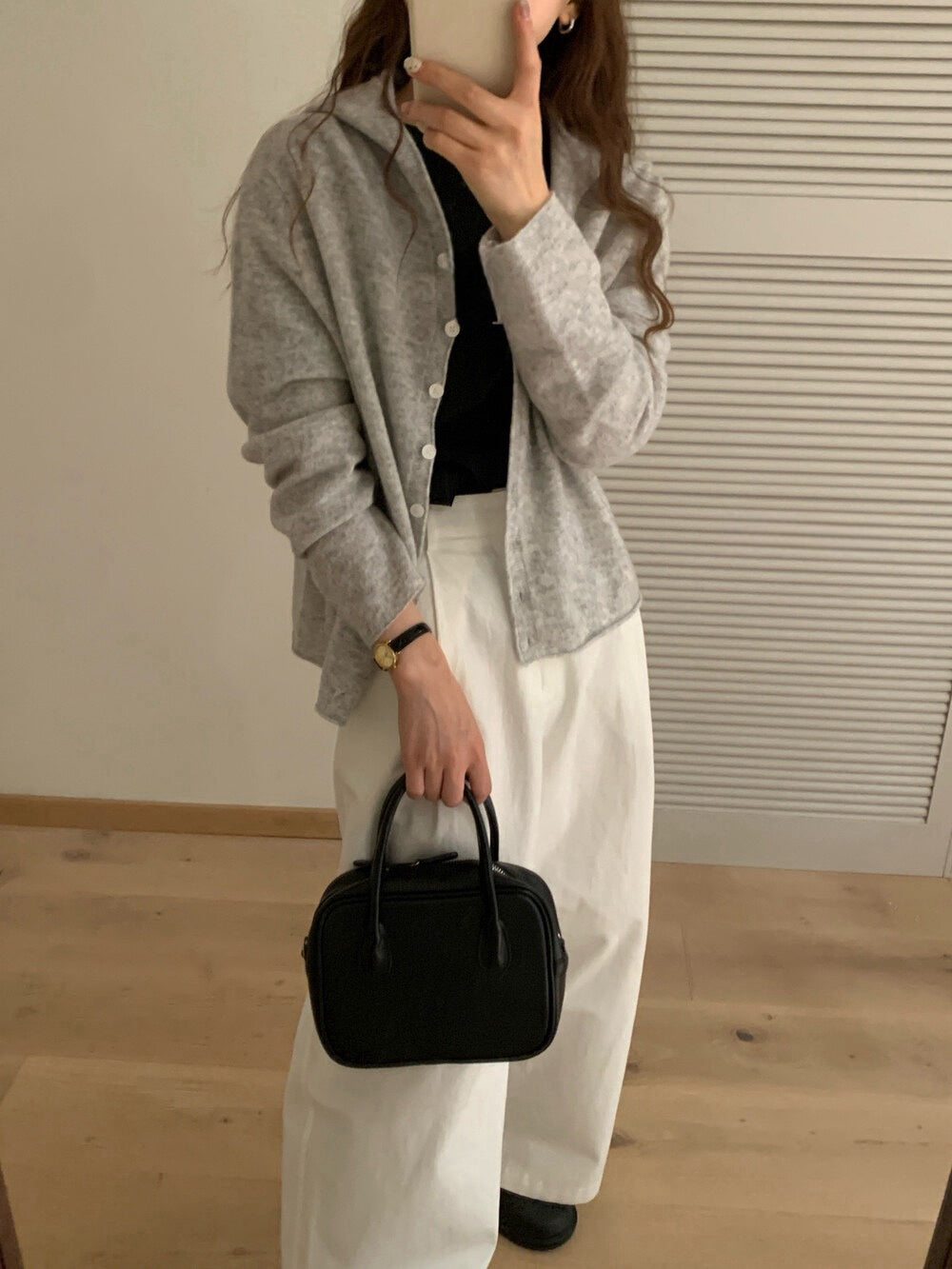 // 100%wool一體無縫連帽開胸NT