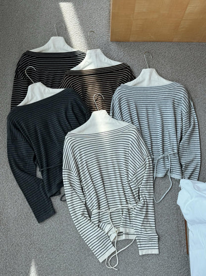 // 三種穿法8%wool親膚間條綁腰NT