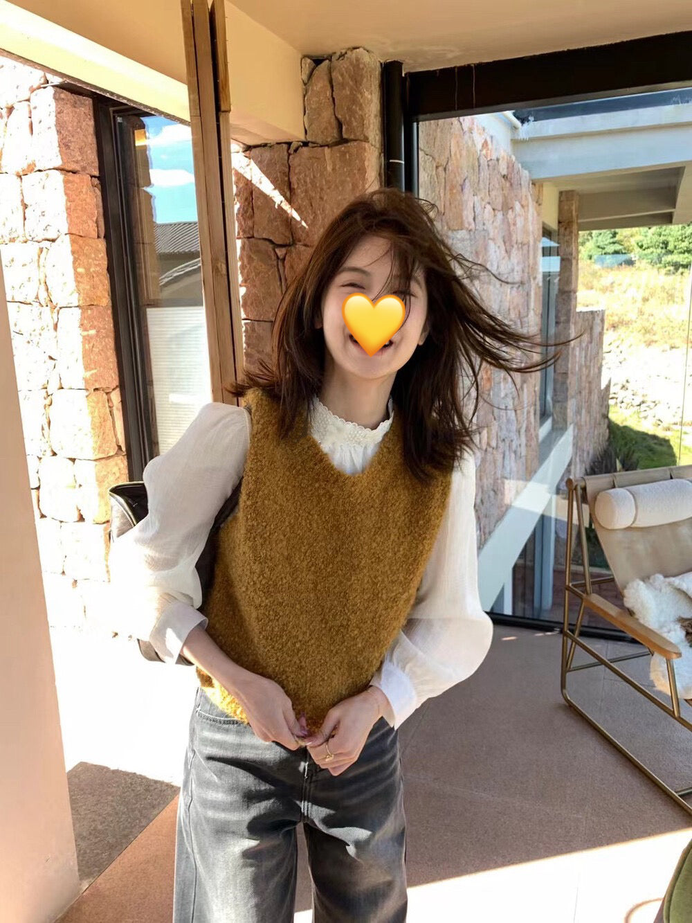 // 毛毛茸疊穿針織背心