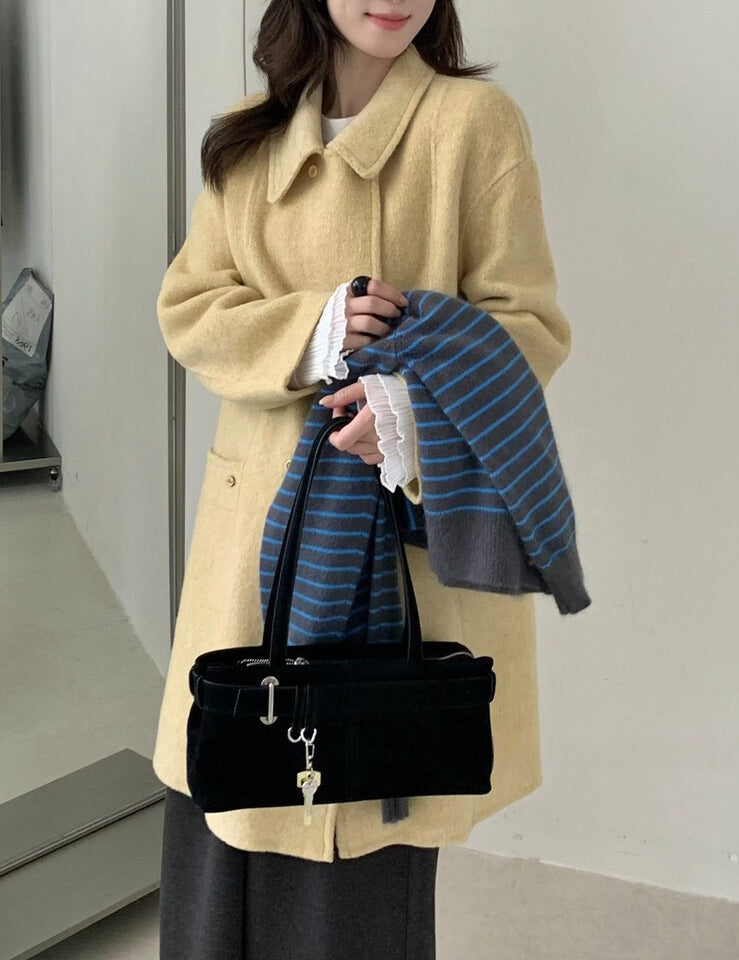 // 100%羊毛經典雙排扣手工雙面外套