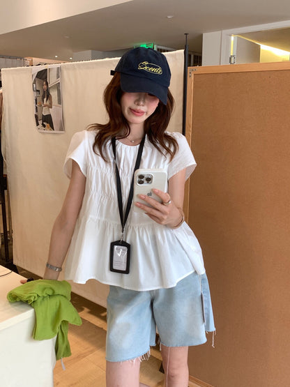 // 設計感褶褶微公主袖BL
