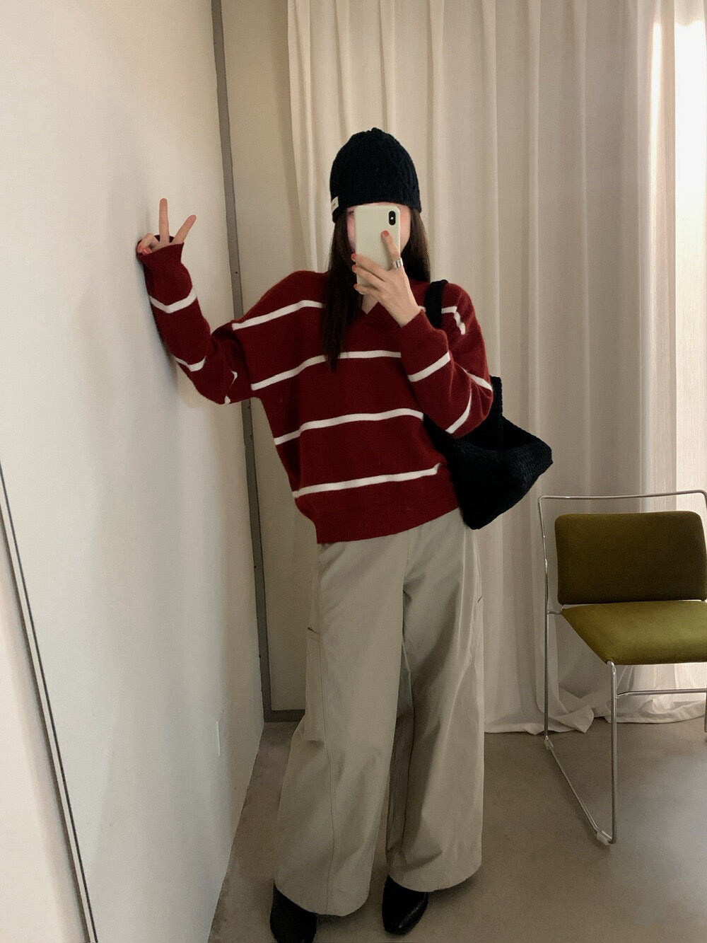 // 高質料6色raccoon柔軟V領毛衣