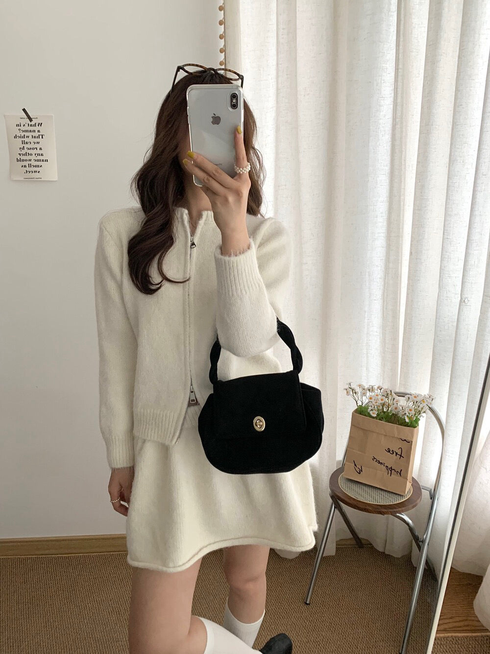 // 性價比超高！圓領拉鍊外套+短裙針織套裝