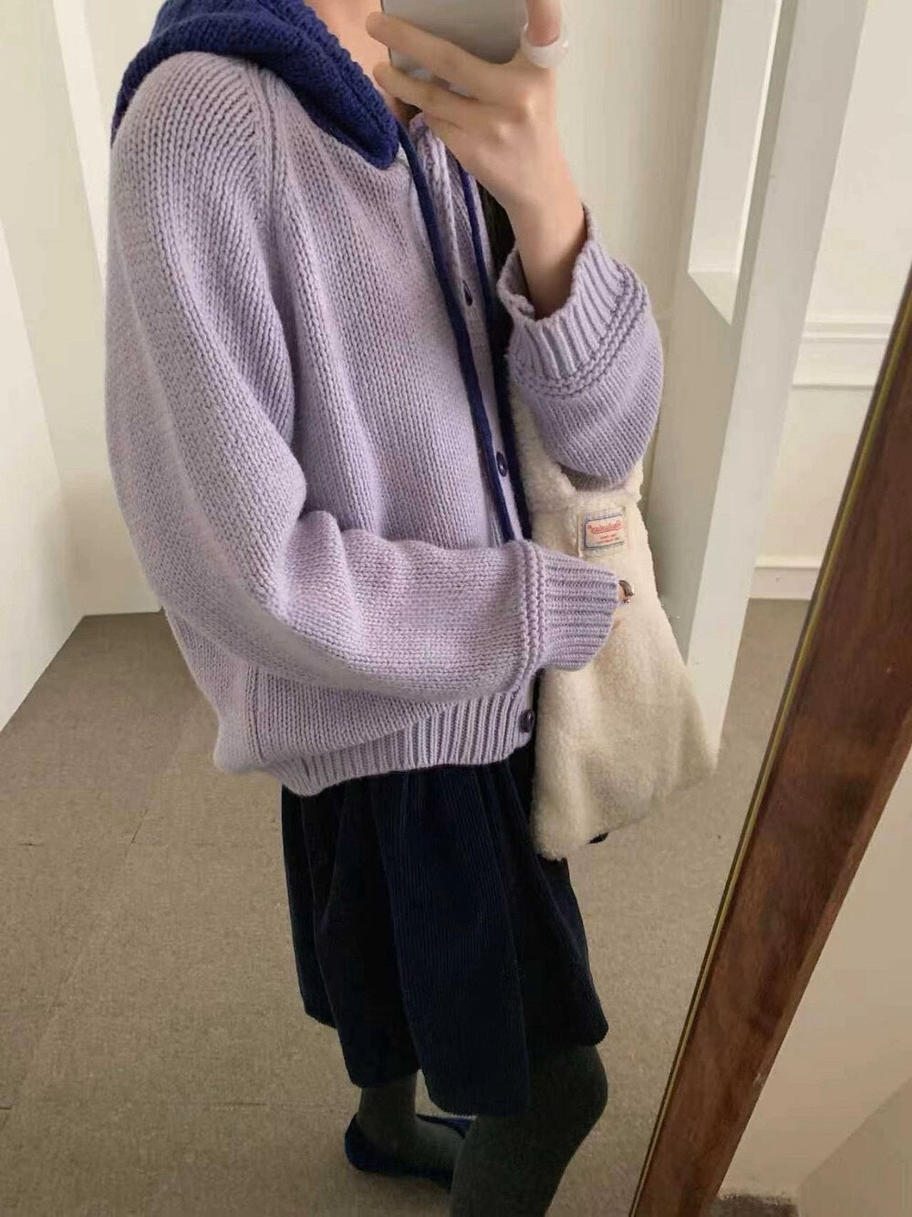 // 拼接撞色鈎花針織帽CD