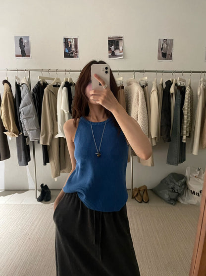 // 顯瘦掛頸入膊針織背心