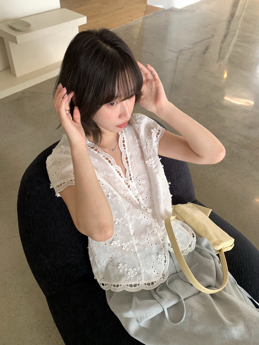 // 絕美重工鈎花小飛袖BL