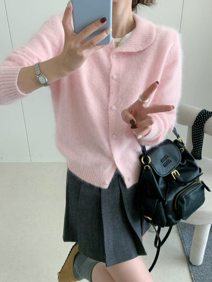 // 自帶柔光感40%兔絨圓翻領包扣NT