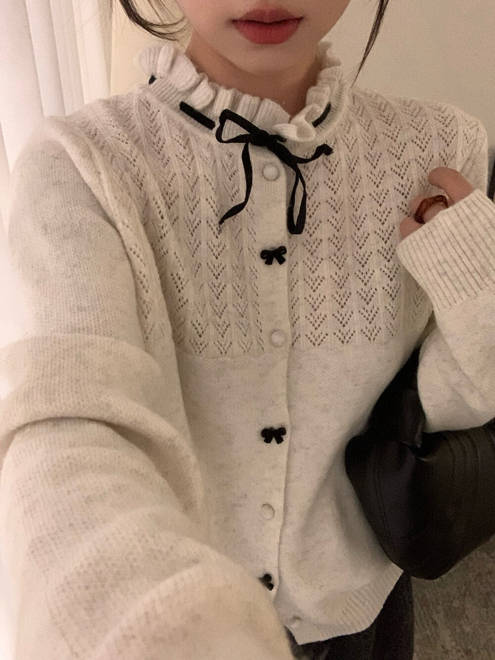 // 絲絨綁帶蝴蝶結鈕扣鈎花NT