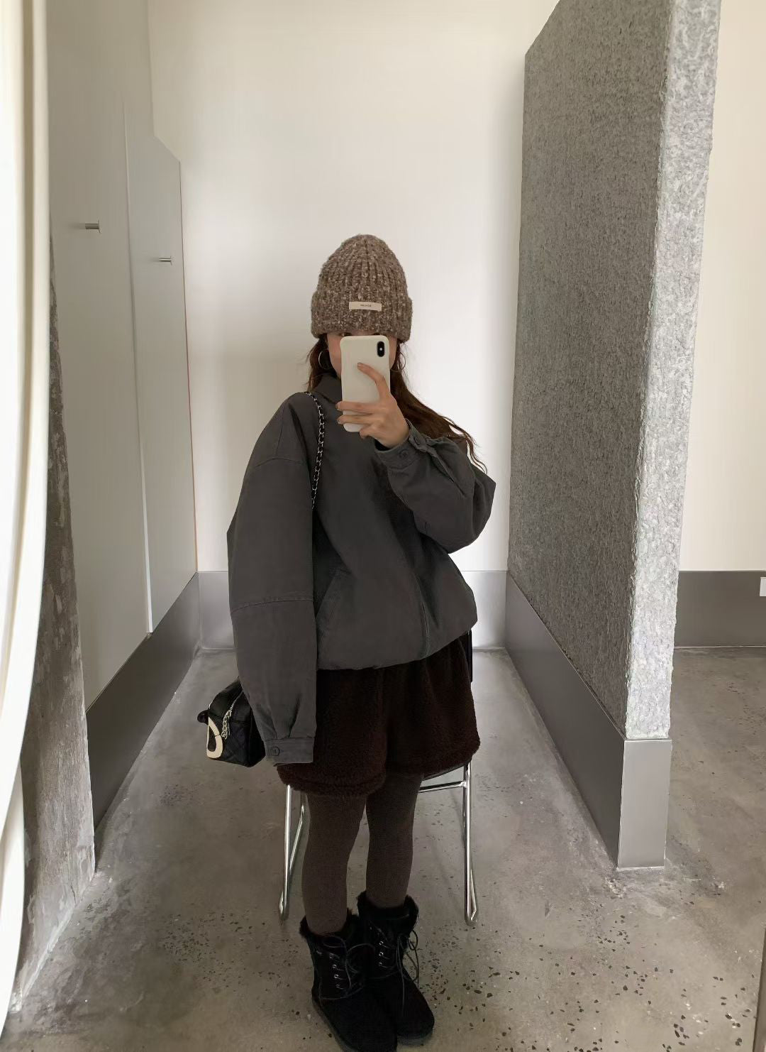 // 復古感做舊夾棉外套