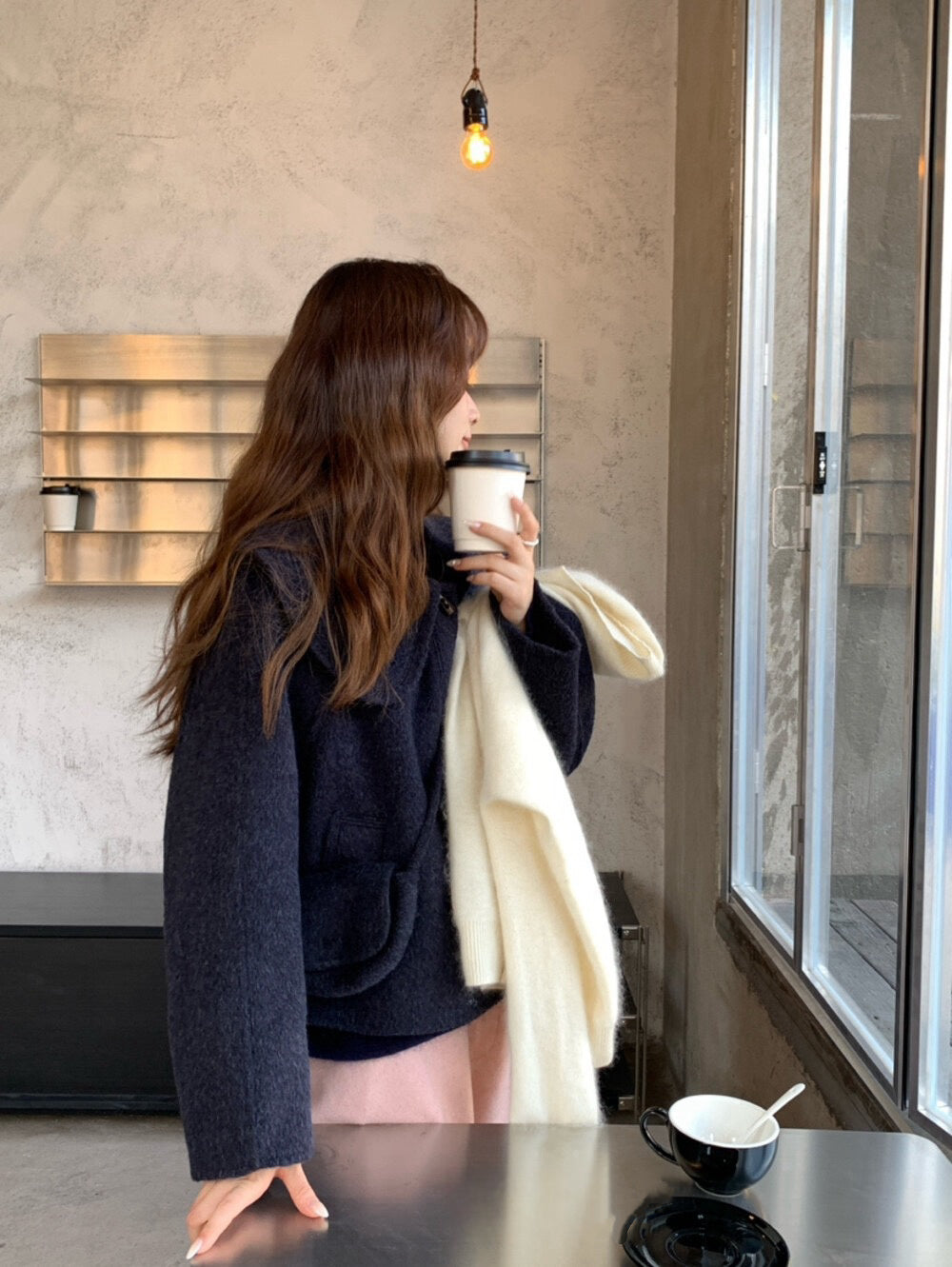 // 100%wool超韓大娃娃領手工外套(連袋仔)