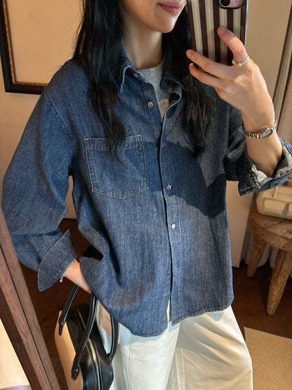 // 經典復古洗水色口袋SH