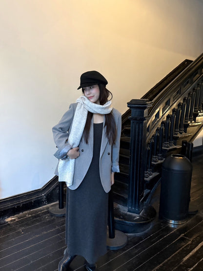 // 10%wool經典雙排扣毛呢西裝外套