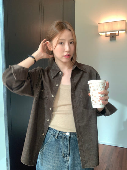 // 復古霧面質感燈芯絨口袋SH