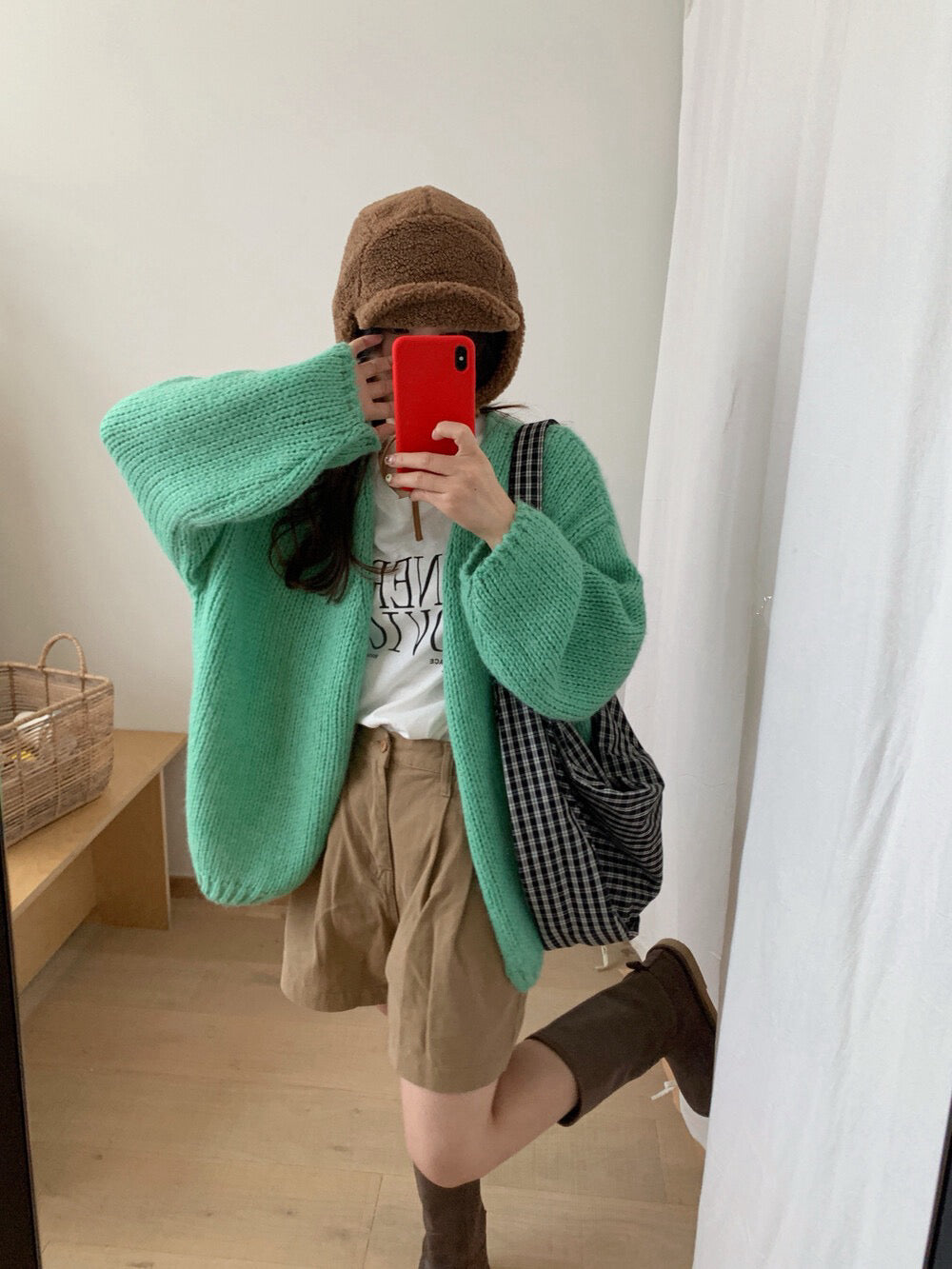 // 12%wool慵懶束袖口疏針CD