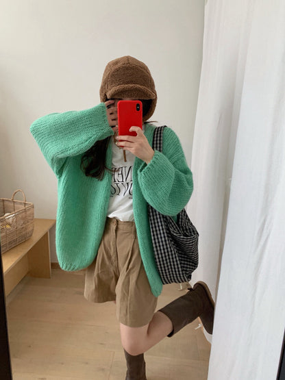 // 12%wool慵懶束袖口疏針CD